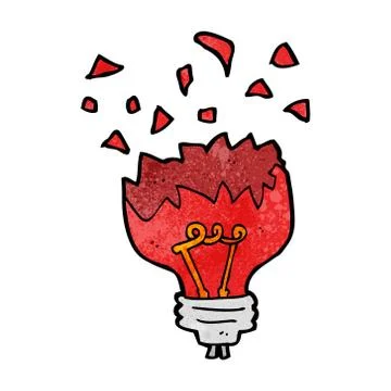 Cartoon red light bulb exploding Illustrazione stock