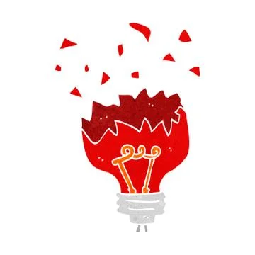 Cartoon red light bulb exploding Stock Illustration