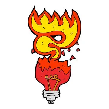 Cartoon red light bulb exploding Illustrazione stock