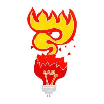 Cartoon red light bulb exploding Stock Illustration