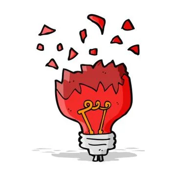 Cartoon red light bulb exploding Stock Illustration