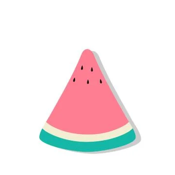 Cartoon red melon slice with drop shadow over white background Stock Illustration