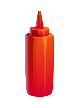 Cartoon red plastic squeeze ketchup sauce bottle Stock Illustration