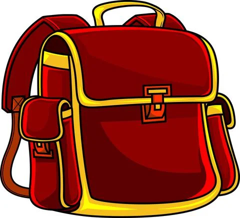 Cartoon Red School Bag Backpack Stock Illustration