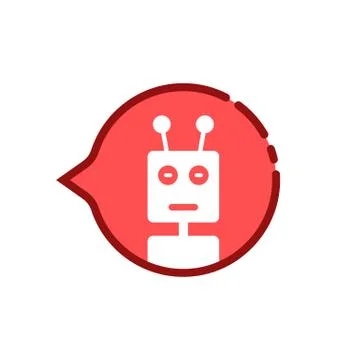 Cartoon red speech bubble with chat bot Stock Illustration