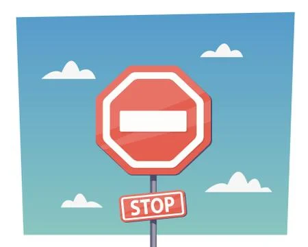 Cartoon red stop sign. Vector objects in flat cartoon style イラスト素材