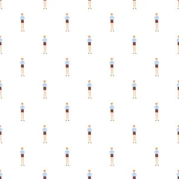 Cartoon redhead boy pattern standing in blue shirt 스톡 일러스트