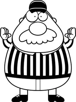 Cartoon Referee Touchdown Stock Illustration