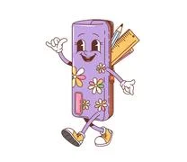 Groovy Back to School Retro Characters. Cartoon Pencil and Ruler. Vector ~  Clip Art #278176051