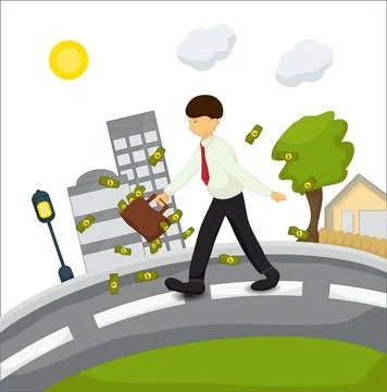 Cartoon rich worker Illustrazione stock