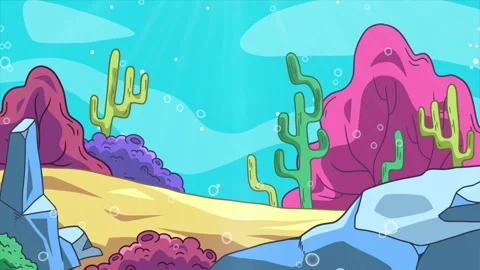 Cartoon River Landscape with Rainbow Vidéo 304671055