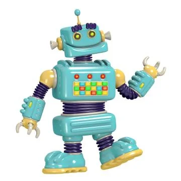 Cartoon robot 3D illustration Stock Illustration