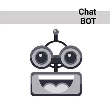 Cartoon Robot Face Smiling Cute Emotion Open Mouth Chat Bot Icon Stock Illustration