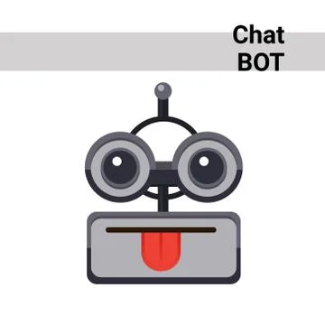 Cartoon Robot Face Smiling Cute Emotion Show Tongue Chat Bot Icon Illustrazione stock