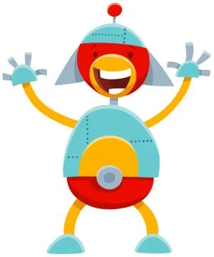 Cartoon robot funny comic character Stock Illustration