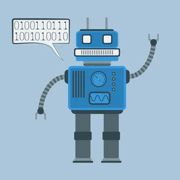 Cartoon robot makes a greeting Stock Illustration