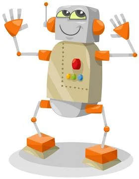 Cartoon robot or android comic fantasy character Stock Illustration