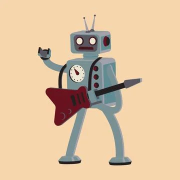 Cartoon robot rocker Stock Illustration