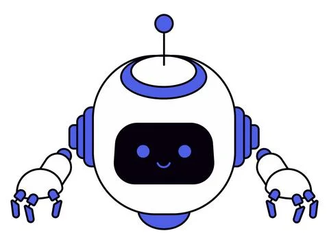 Cartoon Robot with Smiling Face and Hands イラスト素材