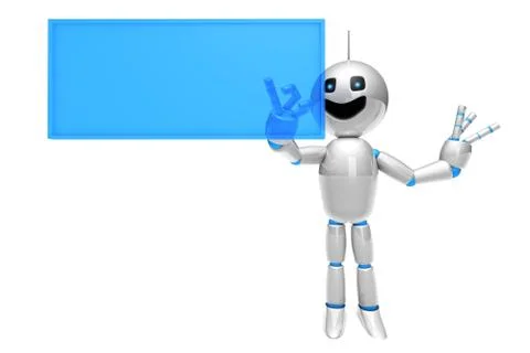 Cartoon Robot using a virtual Touchscreen Stock Illustration