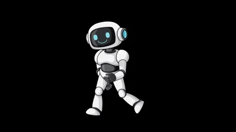 Cartoon Robot Walking Cycle on Black Background Animation Stock Footage 320997184