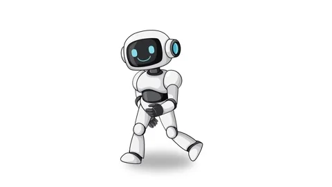 Cartoon Robot Walking Cycle on White Background Animation Stock Footage 320921286