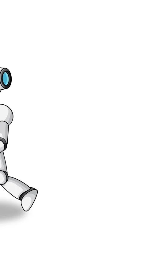 Cartoon Robot Walking Vertically on White Background Animation Stock Footage 339515809