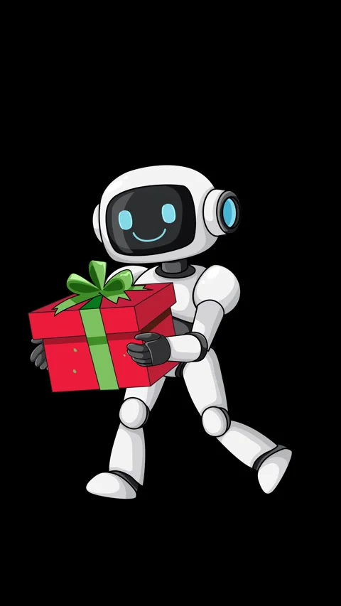 Cartoon Robot Walking While Holding a Gift Box 스톡 동영상 328279248