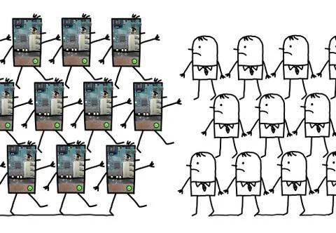 Cartoon robots group Stock Illustration