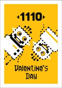 Cartoon robots love. Valentine, postcard for Valentine's Day Stock Illustration