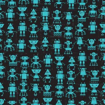 Cartoon robots seamless pattern Stock Illustration