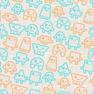 Cartoon robots seamless pattern Stock Illustration