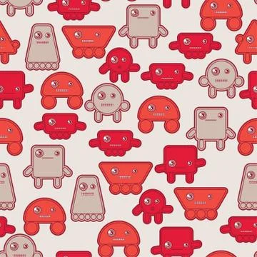 Cartoon robots seamless pattern Stock Illustration