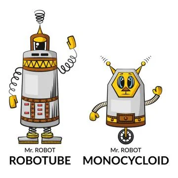 Cartoon Robots Set Stock Illustration