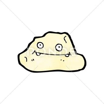 Cartoon rock with face Stock Illustration