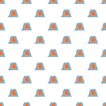Cartoon rock portal gateway pattern with glowing entrance 库存插图