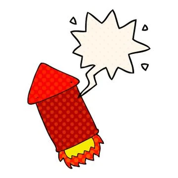 Cartoon rocket and speech bubble in comic book style Illustrazione stock