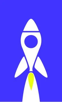 Cartoon rocket On Blue Back ground, Vector Stock Illustration