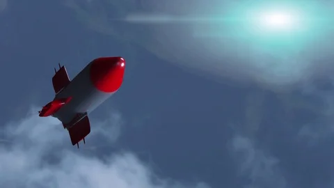 Cartoon rocket flying. 3D animation Stock Footage 100161620