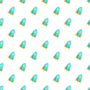 Cartoon rocket flying seamless pattern background Stock Illustration