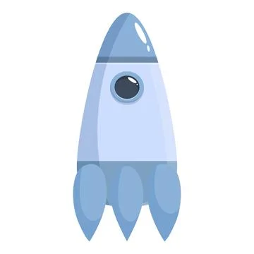 Cartoon rocket flying in space with four thrusters and porthole Stock Illustration