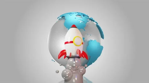 Cartoon rocket flying in space, Startup creative idea concept Stock Footage 151431452