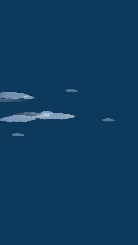 Cartoon rocket flying through the night sky with soft clouds. Peaceful nigh.. Stock Footage 314589792
