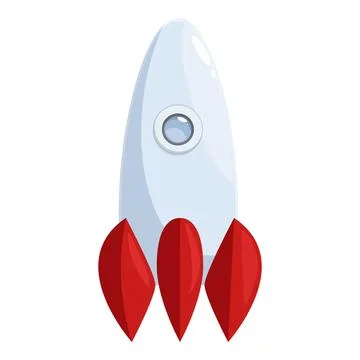 Cartoon rocket flying through space with red flames Illustrazione stock