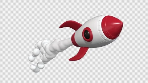 Cartoon Rocket Flying with transparent (alpha) background Stock Footage 252031704