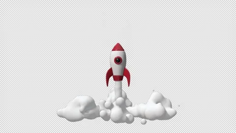 Cartoon Rocket Landing with transparent (alpha) background Stock Footage 252034499