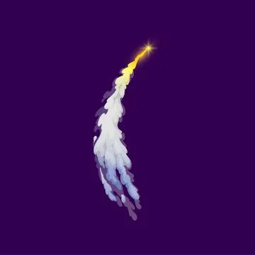 Cartoon rocket launch, comet or meteor smoke trail Stock Illustration