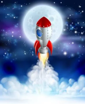 Cartoon Rocket Launch Stock Illustration