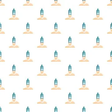 Cartoon rocket launching into space seamless pattern Stock Illustration