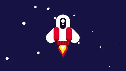 Cartoon Rocket in Outer Space Stock Footage 335667753